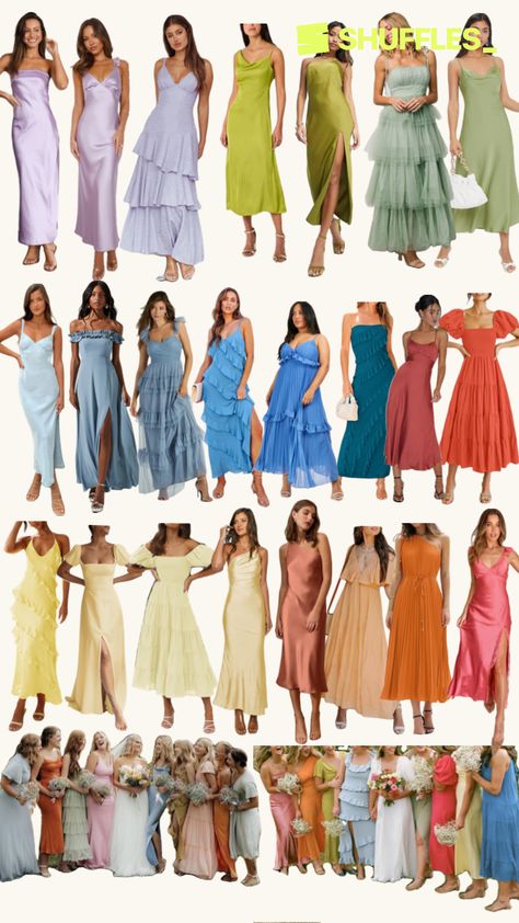 Created by raegan_craig on Shuffles Bridesmaid Color Palette, Fiesta Wedding, Bridesmaid Colors, Mismatched Bridesmaid Dresses, Wedding 2025, Guest Attire, Wedding 2024, Wedding Attire Guest, Blue Bridesmaid Dresses