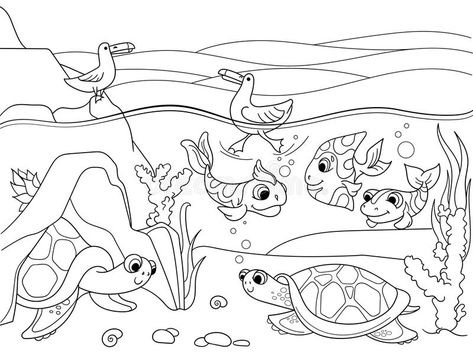 Wetland landscape with animals coloring vector for adults. Wetland landscape wit #Sponsored , #Sponsored, #Advertisement, #landscape, #adults, #wit, #animals Wetlands Activities, Landscape With Animals, Wetland Landscape, Lake Black And White, Illustration Underwater, Underwater Drawing, Lines Illustration, World Turtle, Turtle Lake