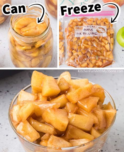 Make this incredible apple pie filling when you are ready to make a pie, tart, cake or any Fall dessert. This easy pie filling can be canned or frozen for later and is so much better than store bought! Freezing Apple Pie Filling, Frozen Apple Pie Filling, Easy Pie Filling, Freezing Apple Pie, Freezer Apple Pie Filling, Canning Apple Pie Filling, Easy Apple Pie Filling, Sugar Free Apple Pie, Apple Pie Filling Recipe