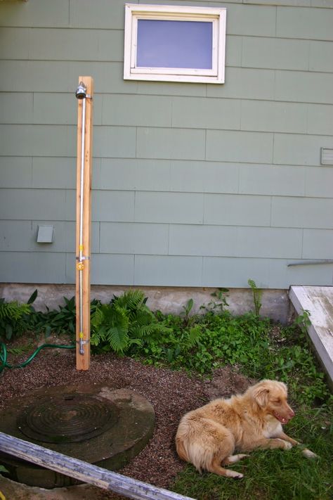 Our DIY Outdoor Shower:  The Basic Model Outside Showers, Outdoor Shower Diy, Garden Boxes Raised, Decking Screws, Wood Sealer, Stone Shower, Dog Ramp, Start A Fire, Gift Giver