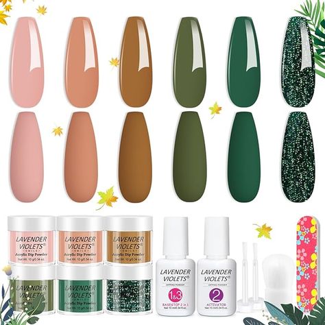 Amazon.com: Lavender Violets 12Pcs Dip Powder Nail Kit Starter - 6 Colors Nude Pink Brown Jade Green Spring Summer Winter Colors Dipping Powder Liquid Set with Base & Top Coat Activator for Dips Manicure M207 : Beauty & Personal Care Dip Manicure, French Nail Art, French Nail, Gel Art, Manicure Kit, Nail Art Kit, Dip Powder Nails, Dipped Nails, Acrylic Powder