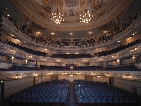 Blackpool, England Grand Theater.  Frank Matcham was an English theatrical architect and designer.no formal training as an architect. He was known for his designs of many London theatres including the Hackney Empire (1901); the London Coliseum (1904); the London Palladium (1910) and the Victoria Palace (1911). Colorful Academia, Theatre Academia, London Coliseum, Theatre Architecture, Theatre Diy, Blackpool England, London Palladium, Grand Theatre, Theatre Building