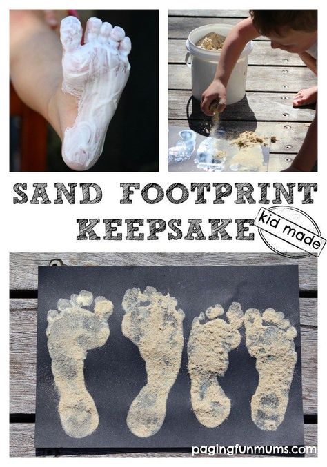 Easy Sand Footprint Keepsake Sand Footprint, Footprint Keepsake, Footprint Craft, Footprint Crafts, Sand Crafts, Footprint Art, 40th Gifts, Handprint Art, Beach Crafts