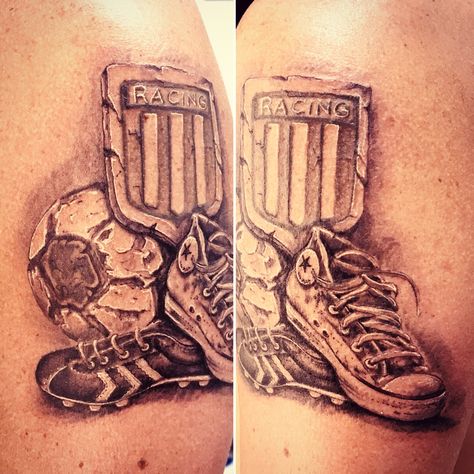 Racing Club Tattoo, Club Tattoo, Racing Club, Skull Tattoo, Graffiti, Black And Grey, Tattoos, Grey, Black