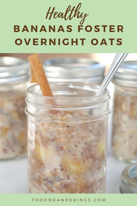 These Healthy Bananas Foster Overnight Oats are Weight Watchers friendly at only 5 WW points on the blue plan! Quick and easy to make, these overnight oats taste just like Bananas Foster, but without all the calories! #overnightoats #bananasfoster #easy #breakfast #brunch #wwrecipes #weightwatchers #oats #healthy #banana #bananas Banana Foster Recipe, Banana Foster, Easy Breakfast Brunch, Overnight Oats Recipe Healthy, Banana Overnight Oats, Weight Watchers Breakfast, Overnight Oats Healthy, Breakfast Routine, Ww Points