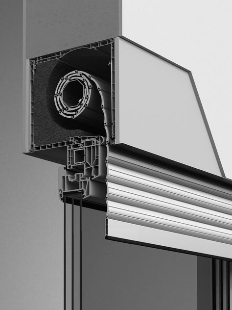 Tanext: the PVC top-mounted roller shutter for new-build and modernisation projects | Alulux Automatic Blinds, Metal Shutters, Garage Door Rollers, Aluminum Windows, Bakery Shop Design, Window Manufacturers, Shutter Designs, Rolling Shutter, Roller Doors