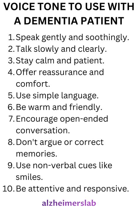 Voice Tone With a Dementia Patient How To Speak Clearly, Voice Tone, Speak Slowly, Bullet Journal Paper, Tone Of Voice, Be Patient, Public Speaking, Journal Paper, Speech And Language