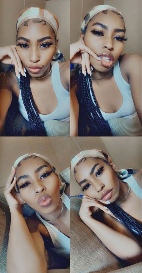 #babyhairs #Braids #longbraids #cornrows #cornrow #longcornrows #blackhair #braidingstyles #straightcornrows #straightbraids #blackhairstyles #selfies #celfies #blackwomen #braidsbyme #Scarfs #headscarf Long Cornrows, Long Braids, Selfie Poses, Head Scarf, Baby Hairstyles, Black Hair, Black Women, Braids, Hair Styles