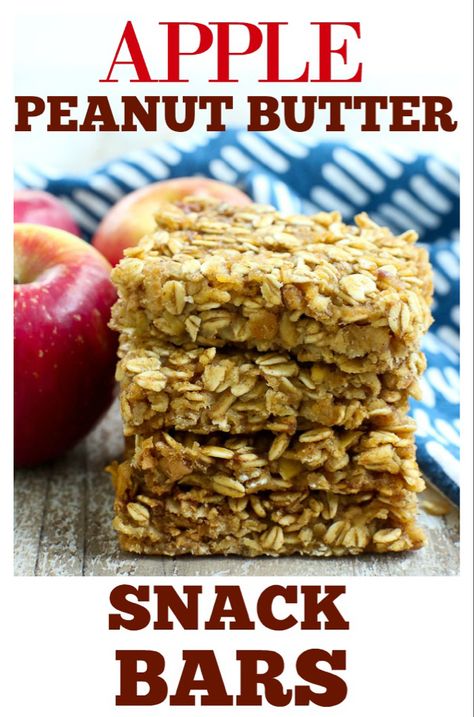 Apple Peanut Butter Snack, Snack Bar Recipes, Apple Peanut Butter, Recipes Healthy Easy, Apple Recipes Healthy, Healthy Snack Bars, Peanut Butter Snacks, Apple Bars, Apple And Peanut Butter