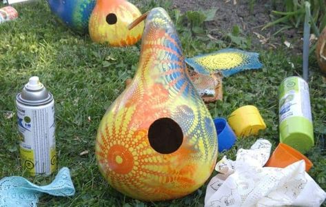 Birdhouse Gourds Ideas, Painting Gourds Ideas, Painting Gourds, Homemade Stencils, Gourds Diy, Birdhouse Gourds, Gourd Birdhouses, Birdhouses Ideas, Birdhouse Ideas