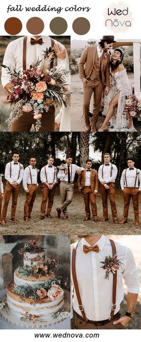 Fall Wedding Color Schemes, Rusting Wedding, Wedding Color Pallet, Festival Chic, Country Theme Wedding, Wedding Themes Fall, Wedding Groomsmen, Flower Wedding Invitation, Wedding Theme Colors