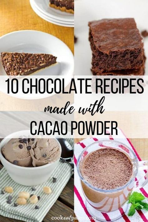 Paleo Chocolate Recipes, Clean Ceiling, Cacao Powder Recipe, Cocoa Powder Recipes, Pie Brownies, Cacao Recipes, Chocolate Recipes Easy, Brownies Chocolate, Easy Chocolate Desserts