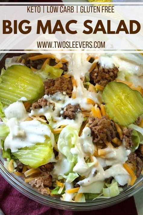 Keto Big Mac Salad, Sauce For Burgers, Keto Big Mac, Low Carb Fast Food, Big Mac Salat, Salad Low Carb, Trending Food, Big Mac Salad, Keto Fast Food