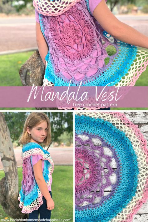 Mandala Vest Crochet, Mandala Cake, Crochet Circle Vest, Vest Pattern Free, Mandala Crochet, Vest Crochet, Pattern Mandala, Baby Cardigan Pattern, Crochet Baby Cardigan