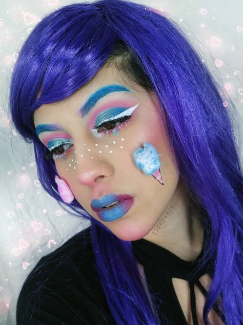 Cotton Candy Face Paint, Candy Face Paint, Cotton Candy Makeup, Candy Makeup, Candy Sprinkles, Amazing Makeup, Halloween 2022, Emo Girls, Creative Makeup