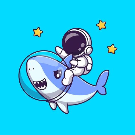 Catalyststuff | Freepik Shark Astronaut, Star Cartoon, Illustration Science, Shark Illustration, Astronaut Cartoon, Cute Astronaut, Animal Icon, Vector Icons Illustration, Kids Ideas