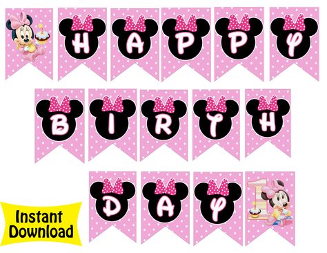 Baby Minnie Mouse Birthday Banner Bowtique Minnie, Tinkerbell Invitations, Minnie Mouse Birthday Banner, Minnie Mouse Banner, Minnie Mouse Printables, Γενέθλια Mickey Mouse, Minnie Mouse Decorations, Mickey Mouse Balloons, Minnie Mouse Birthday Invitations