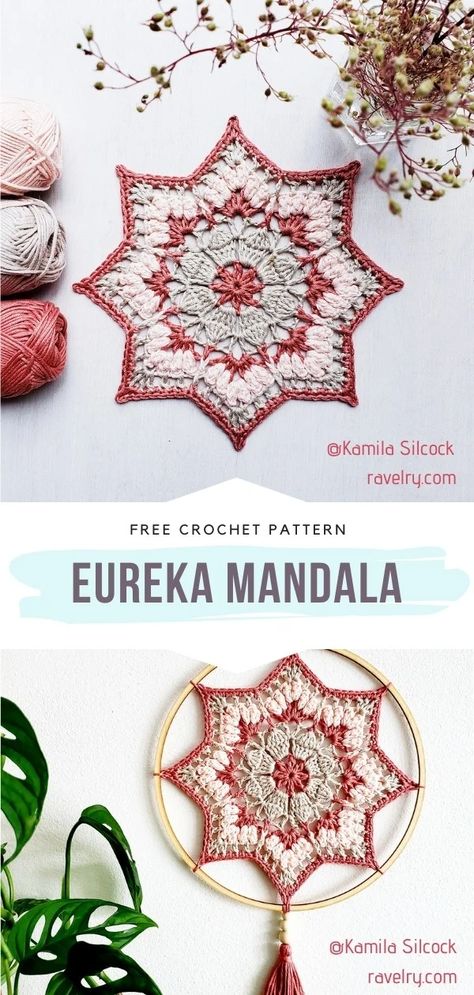 Precious Mandalas for the New Season with Free Crochet Patterns Mandala Crochet, Christmas Mandala, Crochet Mandala Pattern, Christmas Crochet Patterns, Crochet Mandala, Modern Crochet, Doily Patterns, Free Crochet Patterns, Mandala Pattern