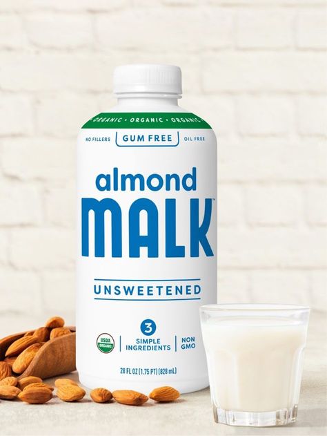 Almond Malk Reviews and Info - Organic Almond Milks Cold-Pressed with Just 3 simple, pure ingredients - reviews and info Pecan Milk, Organic Almond Milk, Organic Nuts, Healthy Groceries, Simple Organic, Unsweetened Almond Milk, Whole Foods Market, Clean Ingredients, Dairy Free Recipes