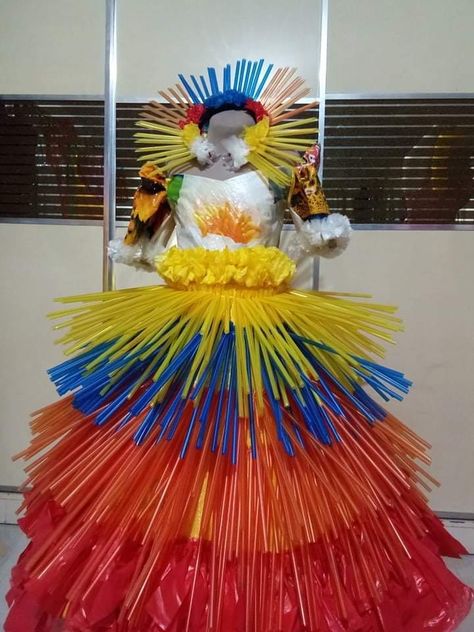 Recycled costume for kids Recycled Dress For Kids, Buwan Ng Wika Costume, Recycled Costumes For Kids, Recycled Costume, Recycled Gown, Rainbow Costume, Recycled Costumes, Rainbow Costumes, Eco Dresses