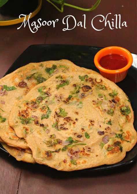 Masoor Dal Chilla, Dal Chilla Recipe, Dal Chilla, Moong Dal Chilla, Indian Pancakes, Healthy Gluten Free Breakfast, Moong Dal, Indian Bread, Indian Foods