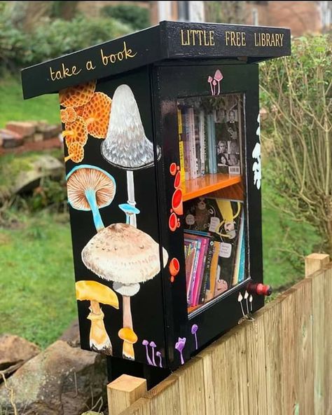 Little Library Painting Ideas, Free Little Library Ideas, Free Library Box Ideas, Little Library Ideas, Diy Little Free Library, Little Free Library Ideas, Little Free Library Plans, Tiny Library, Street Library