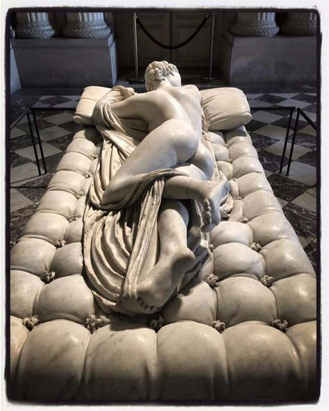 "Sleeping Hermaphroditus" - an ancient marble sculpture depicting Hermaphroditus life size. In 1620, Gian Lorenzo Bernini (Italy) sculpted the mattress upon which the statue now lies. The sculpture has been described as a good early Imperial Roman copy of a bronze original by the later of the two Hellenistic sculptors named Polycles (working ca.155 BC). Discovered at Santa Maria della Vittoria, Rome, it is now on display at the Louvre. Ancient Marble, Bernini Sculpture, Ovid Metamorphoses, Gian Lorenzo Bernini, Lorenzo Bernini, Master Studies, Roman Statue, Greek Statues, Roman Sculpture