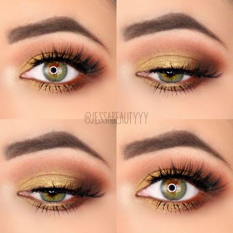 Makeup Ideas! Yellow Eyeshadow! Mustard yellow! Yellow eyeshadow Makeup Ideas Yellow, Yellow Eyeshadow Looks, Yellow Eye Makeup, Wedding Eyes, Yellow Makeup, Wedding Eye Makeup, Yellow Eyeshadow, Cute Eyeshadow Looks, Glitter Eye Makeup