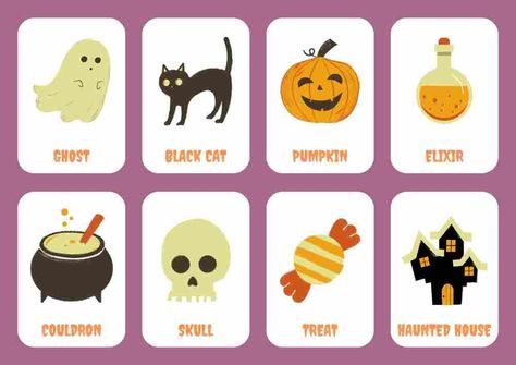 Halloween Vocabulary, Spooky Style, Cat Pumpkin, Language Teaching, Purple Orange, English Vocabulary, Haunted House, Vocabulary, Black Cat