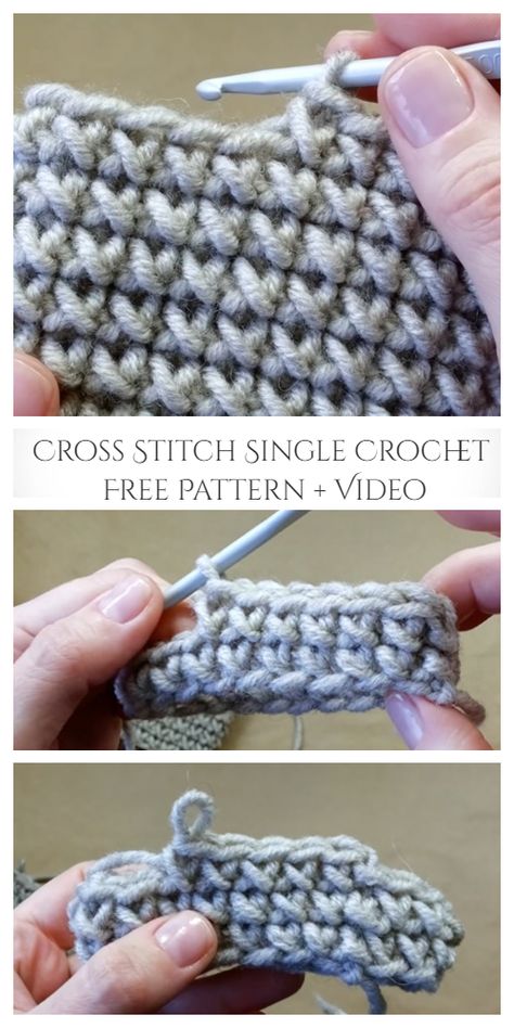 Cross Stitch Single Crochet, Virkning Diagram, Crochet Baby Blanket Free Pattern, شال كروشيه, Rug Patterns, Crochet Stitches For Blankets, Crochet Stitches Free, Easy Crochet Stitches, Crochet Stitches Video