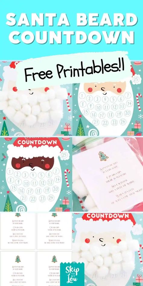 Christmas Countdown Santa Beard, Santa Beard Advent Calendar, Santa Countdown Beard, Santa Beard Countdown Free Printable, Santa Patterns Printable, Santa Countdown Craft, Santa Face Template Free Printable, Santa Face Template, Santa Beard Countdown