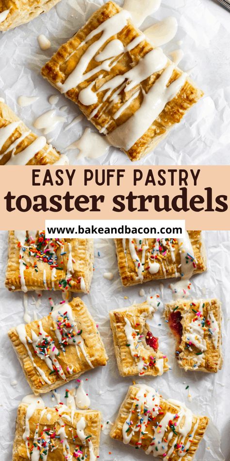 Homemade Pop Tarts With Puff Pastry, Toaster Strudel Recipe, Homemade Toaster Strudel, Homemade Cream Cheese Icing, Toaster Strudel, Pepperidge Farm Puff Pastry, Strudel Recipes, Easy Puff Pastry, Breakfast Recipes Sweet