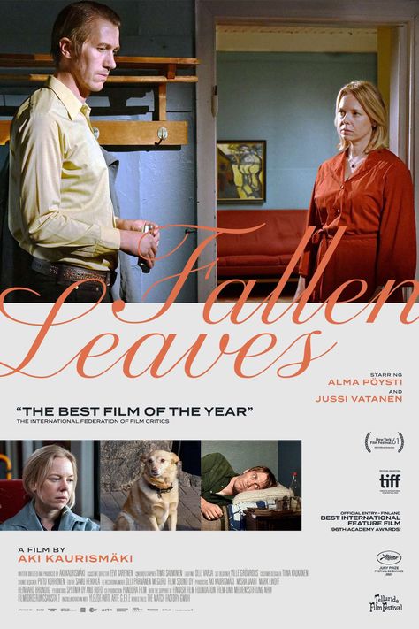 FALLEN LEAVES (2023) poster by Kirvy Arthouse Movies, 2023 Poster, Jean Luc Godard, Fallen Leaves, Romantic Movies, Film Posters, Iconic Movies, Live Laugh Love, Sport Event