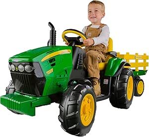 Peg Perego John Deere Ground Force Tractor with Trailer 12 Volt Ride on Tractors For Kids, Peg Perego, Magic Car, Riding Toys, Power Wheels, John Deere Tractors, Tractor Trailers, Ride On Toys, Kids Ride On