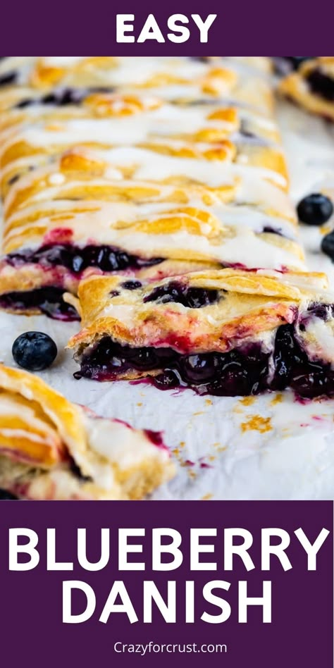 BEST Easy Blueberry Danish Recipe - Crazy for Crust Recipes With Crescent Dough Sheets, Blueberry Danish Recipe, Apple Crescent, Blueberry Danish, Blueberry Ricotta, Homemade Crescent Rolls, Homemade Blueberry Pie, Heavens Gate, Blueberry Filling