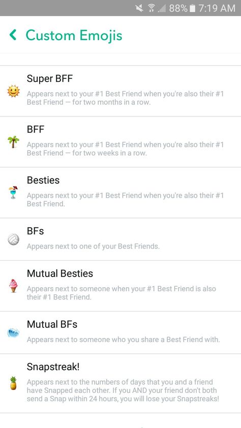 Snapchat Friend Emojis Ideas Aesthetic, Snapchat Emoji Themes Aesthetic, Snapchat Emoji Themes, Snapchat Friend Emojis Ideas, Snapchat Streak Emojis, Emoji Themes, Emojis Snapchat, Snap Emojis, Summer Snap