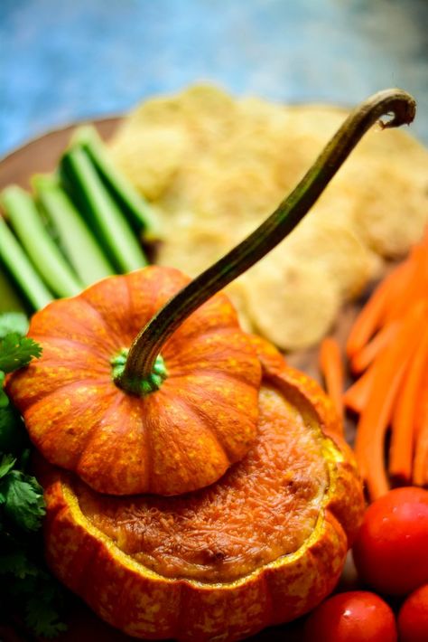 This Fall season when pumpkins are a plenty and there's a definite chill in the air, try this Spicy Pumpkin Queso Fundido Bowl ! Pumpkin Queso, Vegan Pastry, Pumpkin Bowl, Vegan Pastries, Pumpkin Bowls, Fall Vegan Recipes, Queso Fundido, Exotic Food, Voodoo Dolls