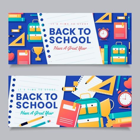 Back To School Banner Design, Banner Sekolah, School Banner Design Ideas, Back To School Graphic Design, Back To School Poster Design, School Banner Design, School Poster Design, Back To School Illustration, Banner School