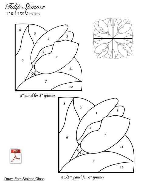 Tulip Stained Glass Spinner Pattern 4" and 4 1/2" patterns Makes 8" and 9" spinners. Bonus files for Geometric Tulip Spinner. Stained Glass Geometric Patterns, Stained Glass Spinner Patterns Free, Stained Glass Spinners, Appliqué Quilts, L'art Du Vitrail, Stained Glass Quilt, Heart Quilt Pattern, Stained Glass Patterns Free, Glass Window Art