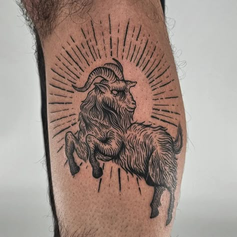 𝕲𝖚𝖎𝖑𝖑𝖆𝖚𝖒𝖊 𝕳𝖆𝖗𝖛𝖊𝖞 | For my buddy Dante Done at @fleurnoiretattoonyc 🥀🐦‍⬛ . . . #goat #engravingtattoo #witch #lineworktattoo #blackworktattoo #blacktattoo… | Instagram Goat Back Tattoo, Goat Stomach Tattoo, American Traditional Goat Tattoo, Devil Goat Tattoo, Tattoo Goat, Goat Tattoo, Woodcut Tattoo, Engraving Tattoo, Medieval Drawings