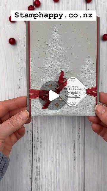 StampHappy on Instagram: "Quick and Beautiful Christmas Card with the Painted Trees Embossing Folder! #stamphappycards #stampinupartisan #stampinupnewzealand #cardmakersofinstagram #stampinupcards #cardtechniques #diycards #paintedtreesembossingfolder #stampinupchristmascards" Embossing Folder Cards, Painted Trees, Beautiful Christmas Cards, Happy Cards, Stampin Up Christmas Cards, Card Maker, Embossing Folder, Tree Painting, Diy Cards