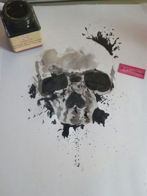 Skull done in Indian ink 💀 Indian Ink Painting, Indian Ink Drawing, Sketchbook Ideas, Identity Art, Ink Painting, Ink Drawing, Sketch Book, Ice Cream, Portfolio