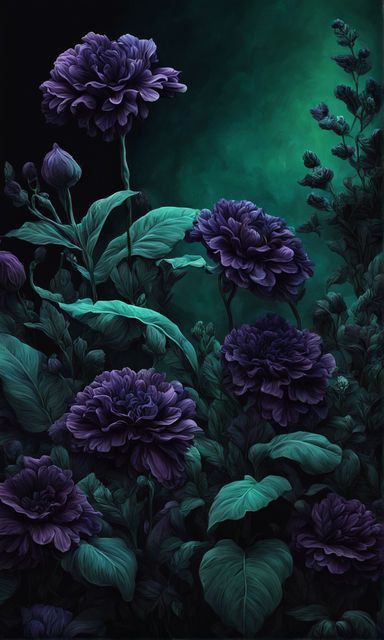 Green Violet Aesthetic, Green And Violet Aesthetic, Gothic Backgrounds, Purple Painting, Amoled Wallpapers, Beautiful Wallpapers For Iphone, Gothic Garden, Witchy Wallpaper, Lovely Flowers Wallpaper