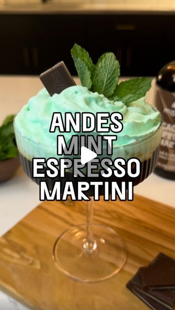 Modica®️ on Instagram: "12 Days of Espresso Martinis, Day 11: Andes Mint Espresso Martini. This one tastes just like my favorite winter-time candy. I recommend mixing it up for an extra creamy experience 😋  Recipe: -2 oz Modica Cacao Espresso Martini Mix -2 oz vodka or NA spirit -1/4 tsp peppermint extract  Shake ingredients with ice and strain into a coupe. Top with Mint Whipped Cream*, an Andes mint, and mint sprig.   *For Mint Whipped Cream: I used Snappy Gourmet’s recipe for Peppermint Whipped Cream and substituted green food coloring   #12daysofespressomartinis #espressomartini #mixology #mocktail #cocktails" Peppermint Whipped Cream, Espresso Martinis, Peppermint Extract, Andes Mint, Mint Sprig, Green Food, Green Food Coloring, Espresso Martini, Mixology