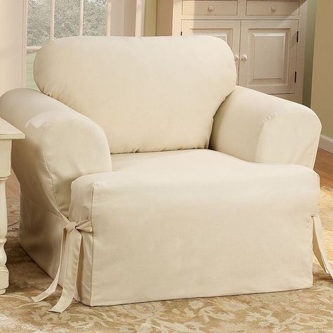 Sure Fit Solid Duck Cloth T-Cushion Chair Slipcover, White Chaise Lounge Slipcover, Recliner Slipcover, Ottoman Slipcover, Loveseat Slipcovers, Chair Slipcover, Slip Covers, Armchair Slipcover, My Home Office, Arm Chair Covers