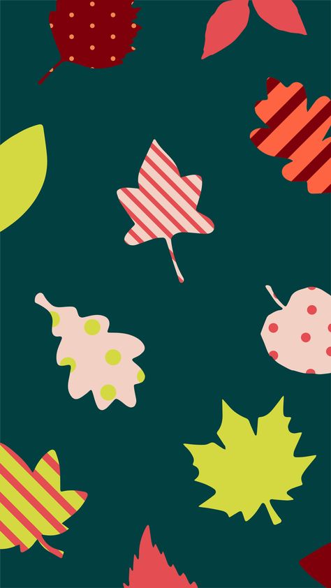 Fun, funky, bright fall wallpaper with leaves and stripes and polka dot patterns. Grab the mobile wallpaper on my Instagram @apthecreative Bright Fall Wallpaper, Fall Wallpaper For Desktop, November Wallpaper, Fall Graphics, Powerpoint Backgrounds, Wallpaper For Desktop, Dot Patterns, Leaves Pattern, Fall Wallpaper