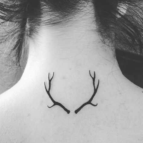 34 Tattoos Perfect For the Wallflower Types Antlers Tattoo, Antler Tattoos, Antler Tattoo, Stag Tattoo, Hirsch Tattoo, Minimalist Tattoo Meaning, The Wallflower, Typography Tattoo, Deer Tattoo