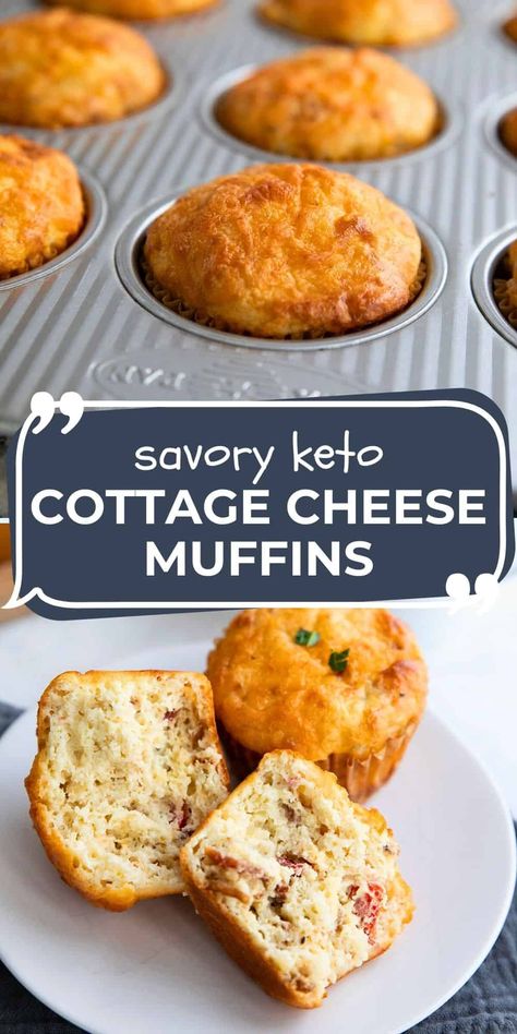 Kick your day into high gear with these delicious high protein breakfast muffins! With 14 grams of protein and only 3.2 grams net carbs, they're an ideal low carb breakfast. High Protein Breakfast Muffins, Savory Cottage Cheese, Protein Breakfast Muffins, Cottage Cheese Muffins, Low Carb Low Fat Recipes, Losing 40 Pounds, Best Low Carb Recipes, Calorie Recipes, High Protein Breakfast