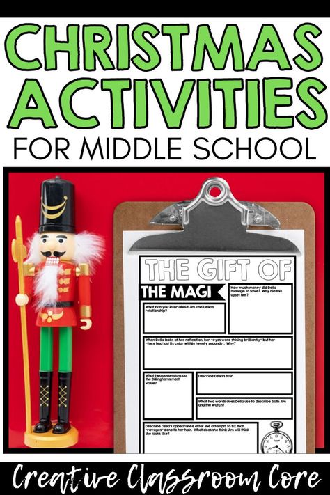 Tips and tricks for engaging middle school learners during the holiday season! Creative writing and short story lessons, featuring notes on plot, character, and setting. The perfect Christmas activities to complete with your learners before winter break! Christmas Ela Activities Middle School, Christmas Middle School, Winter Activities For Middle School, Middle School Holiday Activities, Middle School Christmas Activities, Christmas Lessons For Teens, Christmas Craft Middle School, Christmas School Activities, Christmas Reading Activities