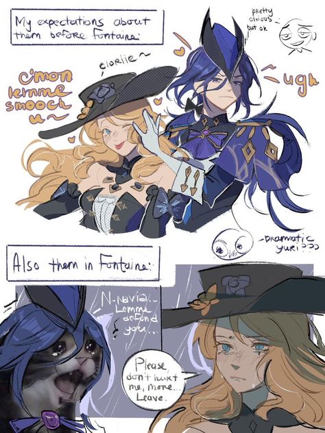 (1) Chtmts🕊️ CMMS OPEN on X: "Sorry i didn't expect angst french yuri #Clorinde #navia #clorivia https://t.co/D3dDynuXJ6" / X Witchy Wallpaper, Comics Story, Yuri Anime, I Have No Friends, Ship Art, Slayer Anime, Jojo's Bizarre Adventure, Character Drawing, Character Design Inspiration